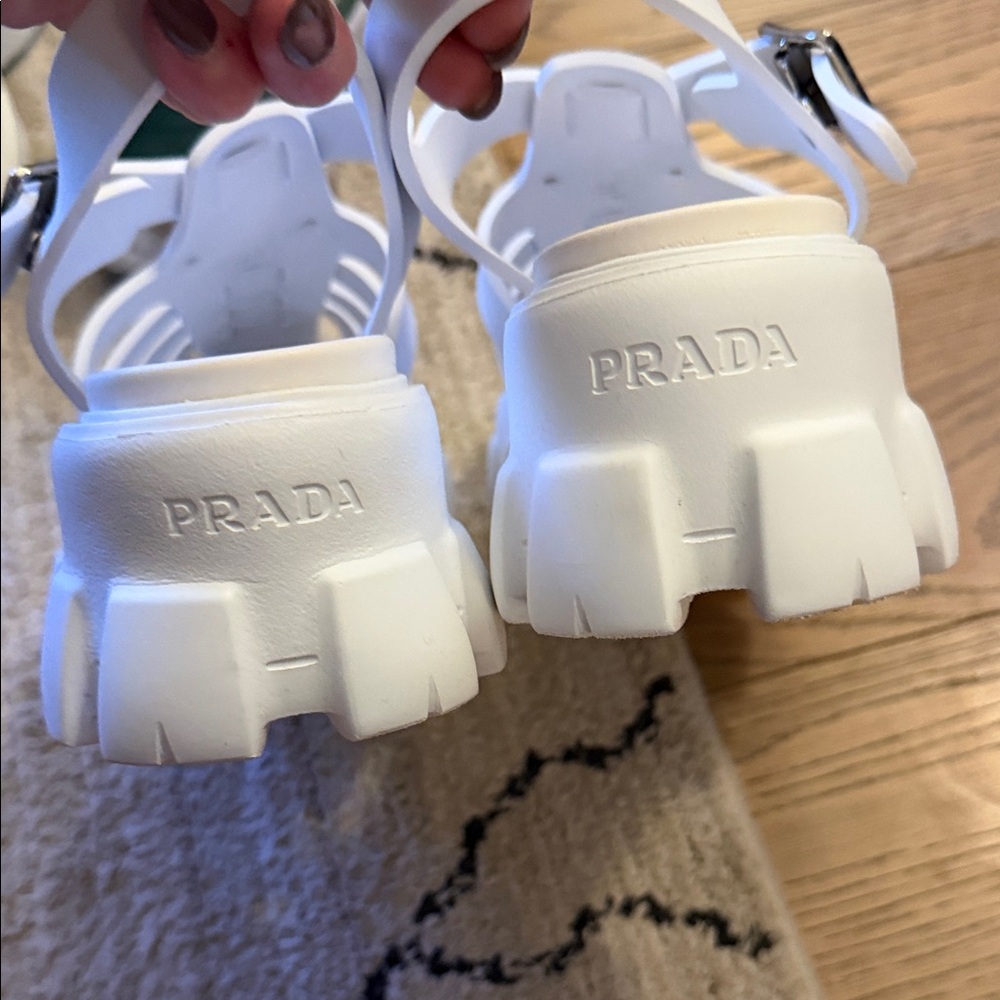 Prada White Chunky Jelly Fisherman Sandals - Picture 2 of 3